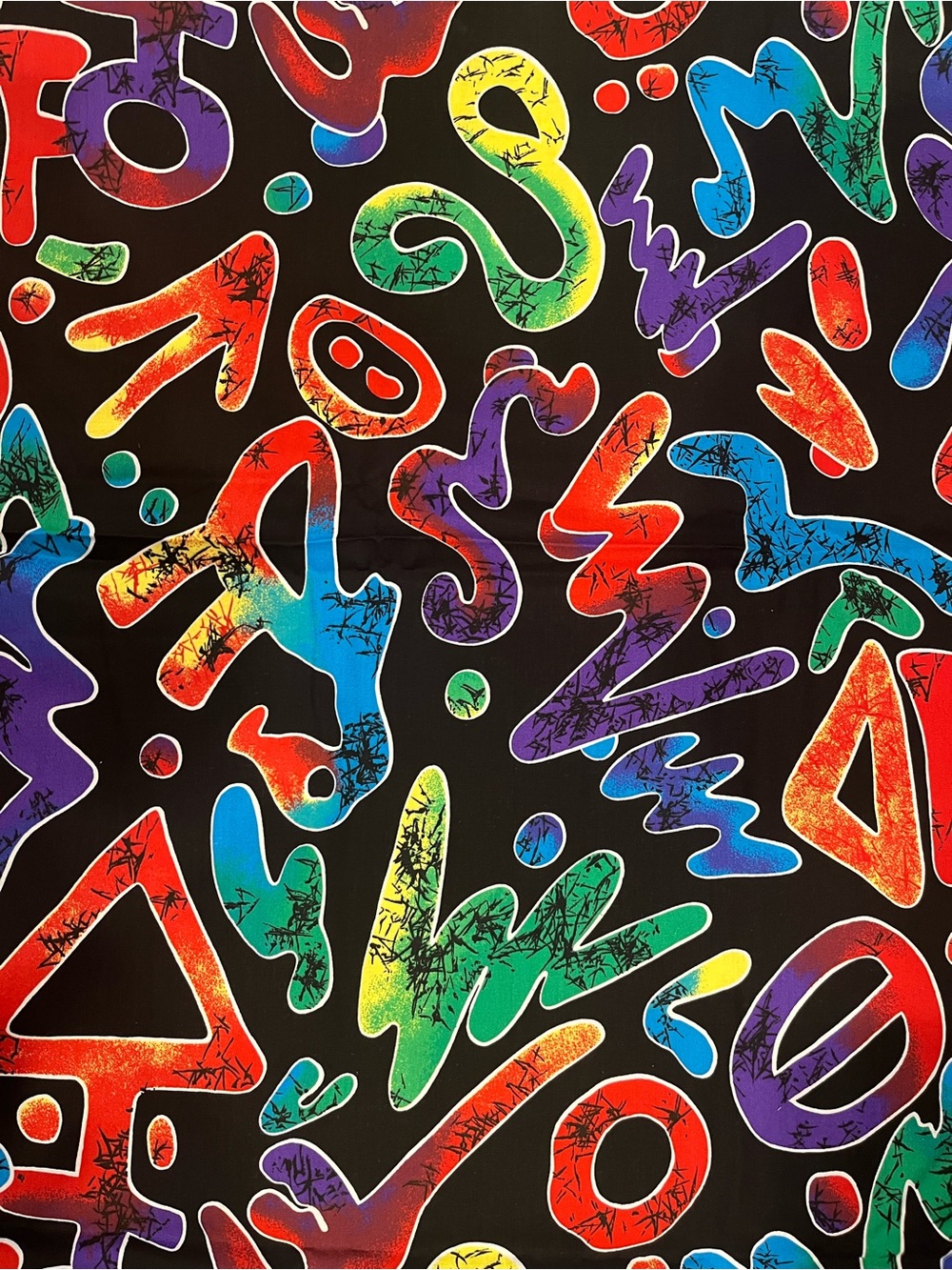 Neon Colorful Abstract Graffiti Geometric Vibrant General Fabrics 108.5”x59” VTG